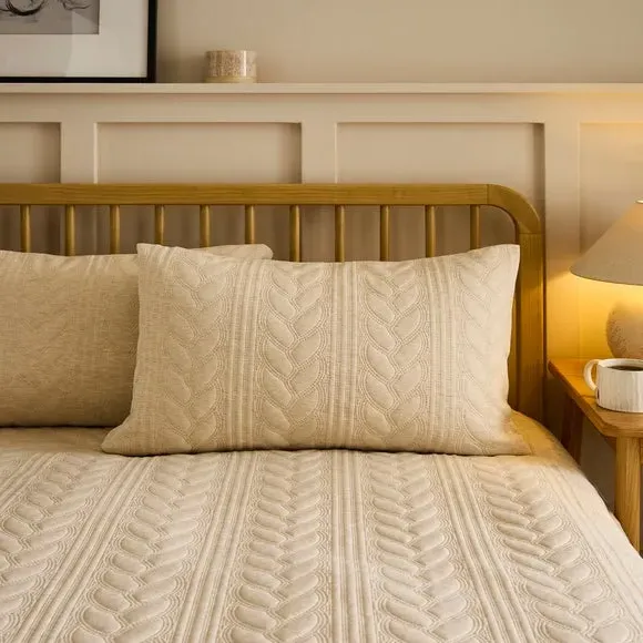 Berkley Cable Duvet Cover and Pillowcase Set - Natural alternate view