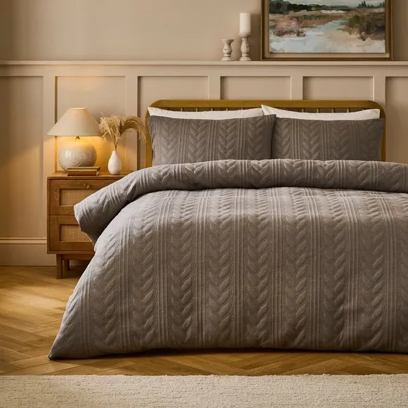 Berkley Cable Duvet Cover & Pillowcase Set - Grey product