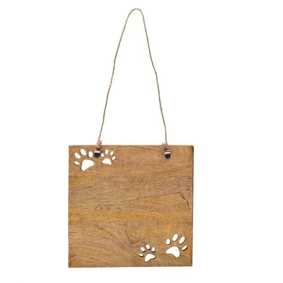 Square Wall Plaque with Cutouts - Brown, Mango Wood alternate view