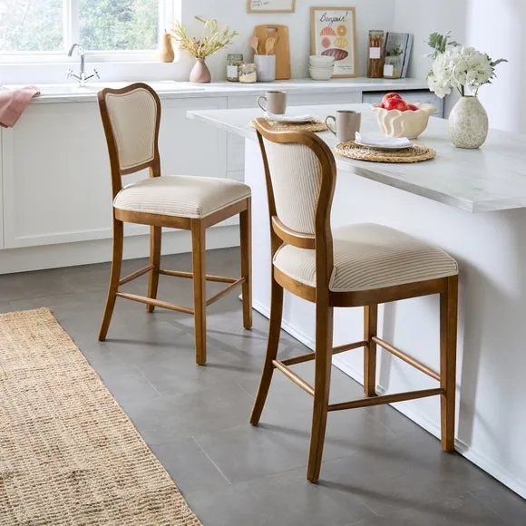 Betty Counter Height Bar Stool - Tiny Stripe Natural, Fabric alternate view