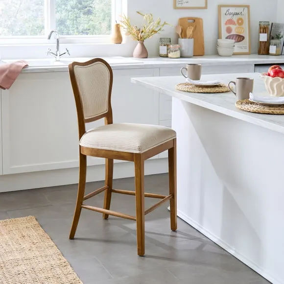 Betty Counter Height Bar Stool - Tiny Stripe Natural, Fabric product