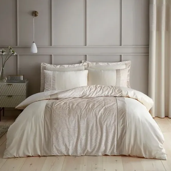 Beverley Duvet Cover and Pillowcase Set - Champagne, Polyester product
