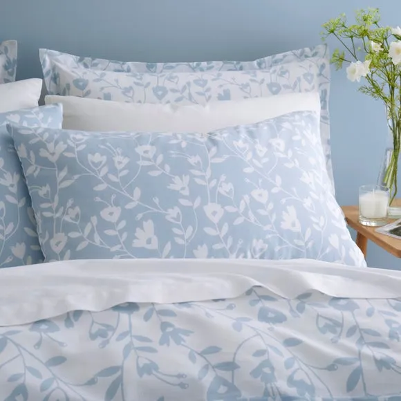 Bibury Floral Reversible Duvet Cover & Pillowcase Set - Blue, Cotton alternate view