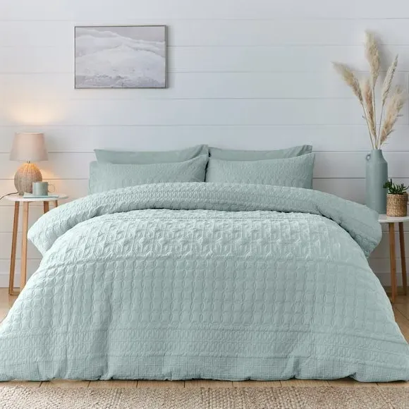 Billie Duvet Cover and Pillowcase Set - Sky Blue, Polyester product