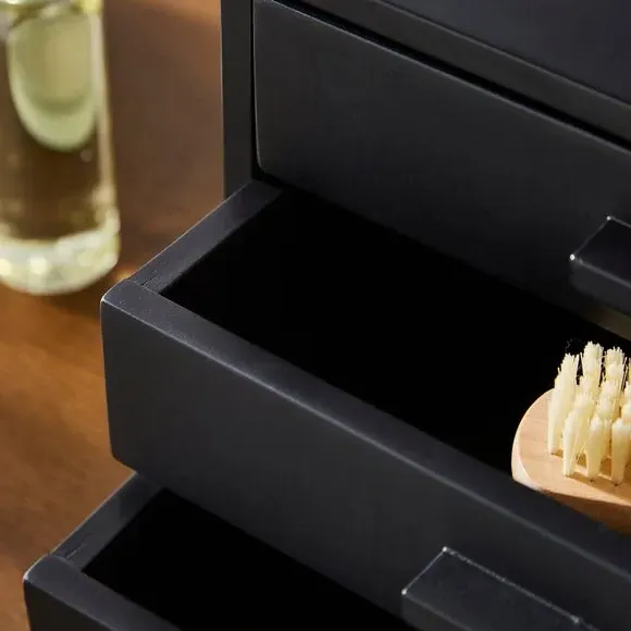 3-Drawer Tabletop Storage Unit - Black, Wood alternate view