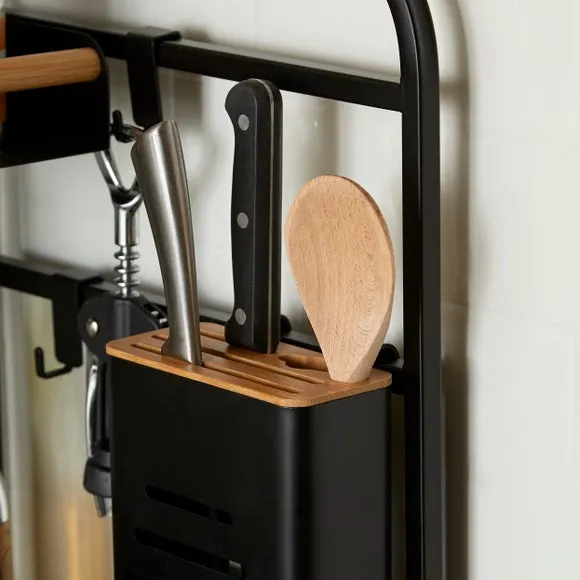 Corner Storage Rack with Knife Block - Black, Steel alternate view