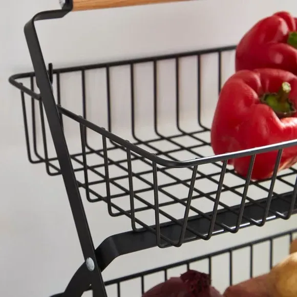 2-Tier Wire Storage Basket - Black, Iron alternate view