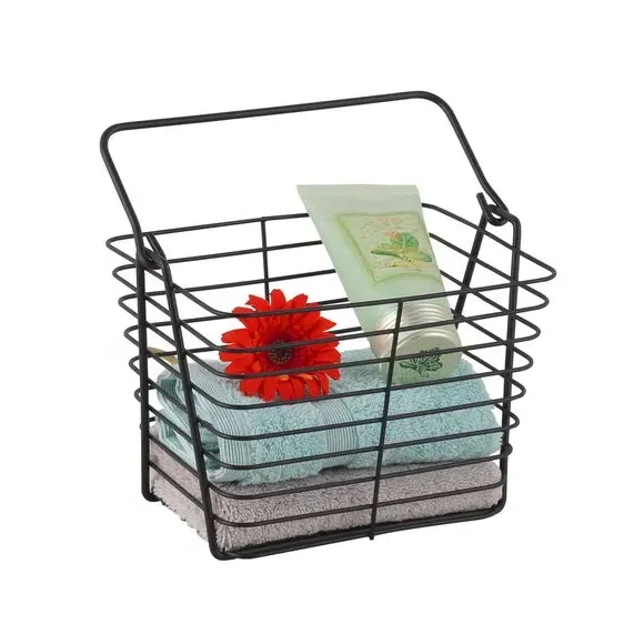 Wire Storage Basket with Handle - Black, Metal alternate view