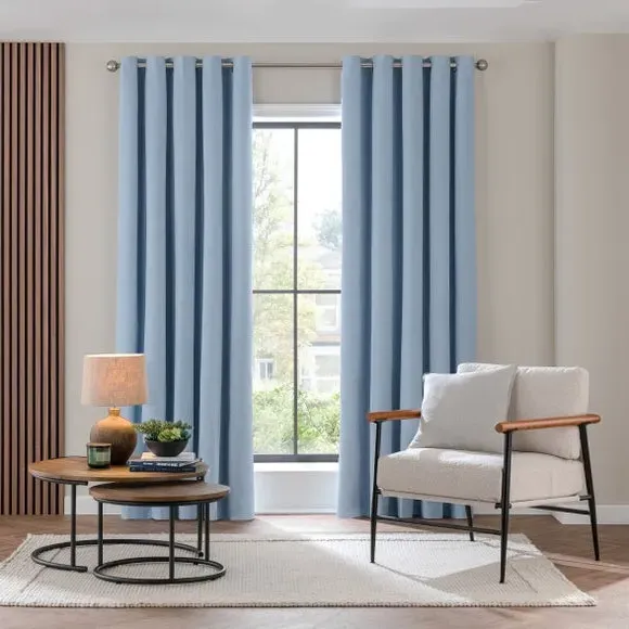 Luna Blackout Eyelet Curtains - Air, Brushed Fabric alternate view