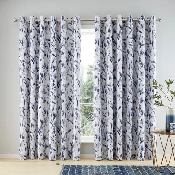 Zen Blackout Eyelet Curtains - Blue, Polycotton alternate view