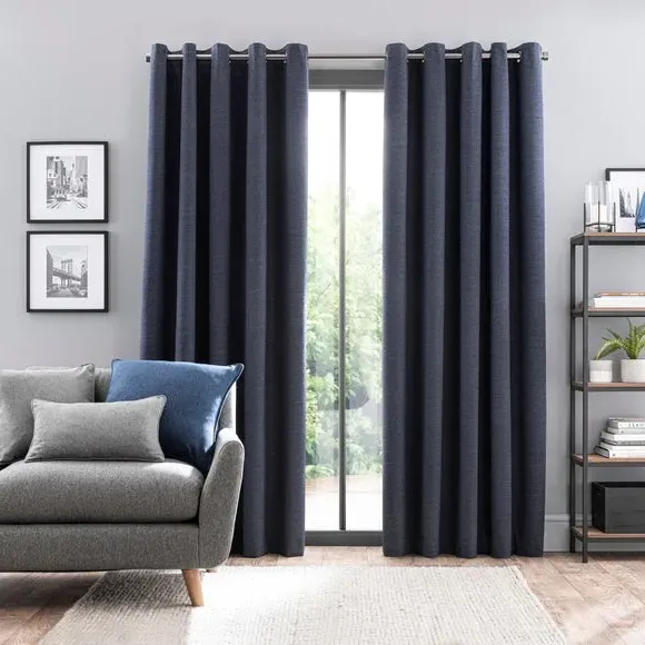 Zodiac Blackout Eyelet Curtains - Navy alternate view