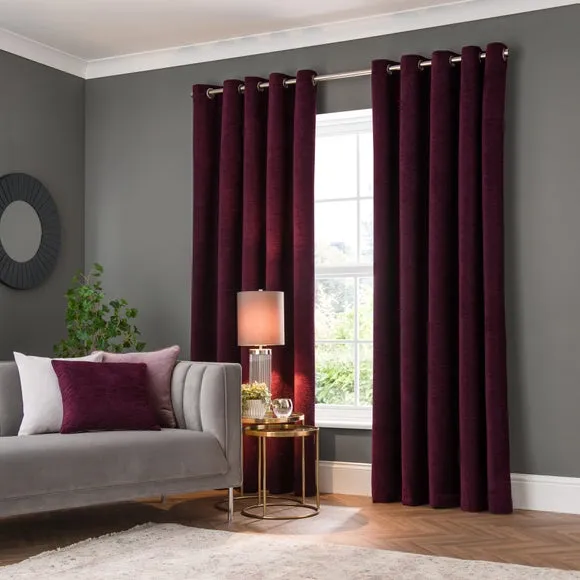 Genoa Blackout Eyelet Curtains - Purple, Chenille alternate view