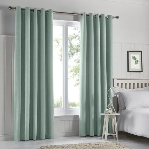 Tyla Blackout Eyelet Curtains with Lining - Duck Egg Blue by Dunelm, image 2