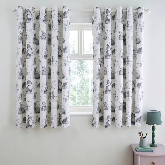 Blackout Eyelet Curtains Woodland - Grey, Cotton alternate view
