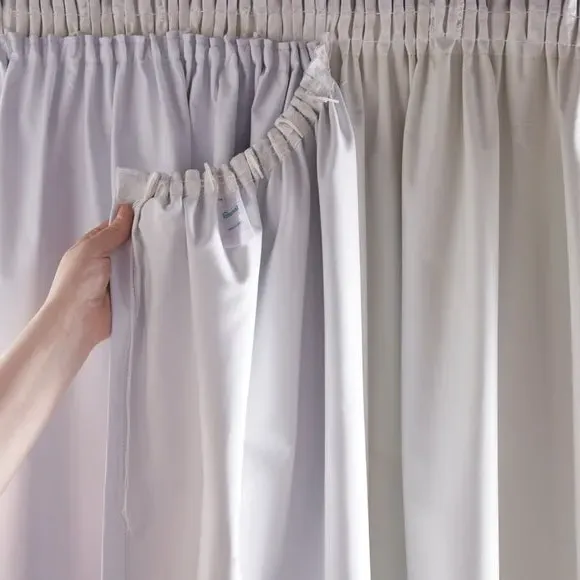 Blackout Pencil Pleat Curtain Linings - White alternate view