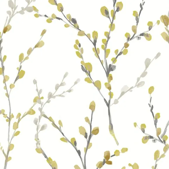 Willow Stem Floral Blackout Roller Blind - Yellow alternate view