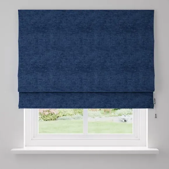 Genoa Blackout Roman Blind - Indigo Blue, Chenille by Dunelm, image 3