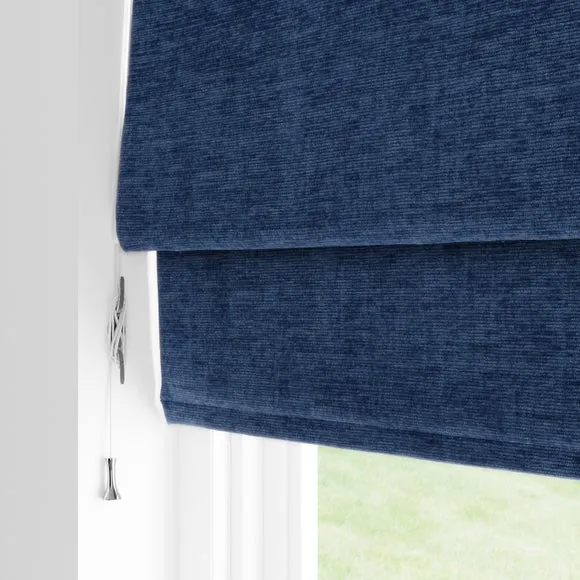 Genoa Blackout Roman Blind - Indigo Blue, Chenille by Dunelm, image 4