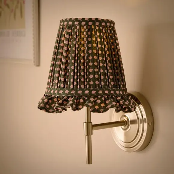 Block Floral Easy Fit Ruffle Lamp Shade - Green alternate view