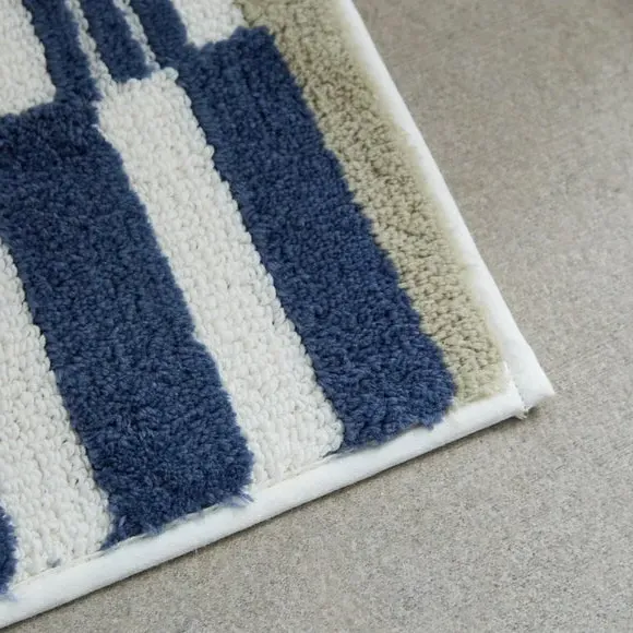 Blue Blocks Bath Mat - Blue, Polyester alternate view