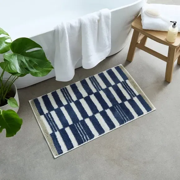 Blue Blocks Bath Mat - Blue, Polyester product