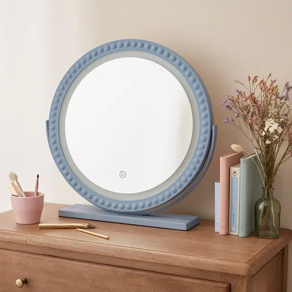Round Dressing Mirror with Touch Dimmer - Blue alternate view