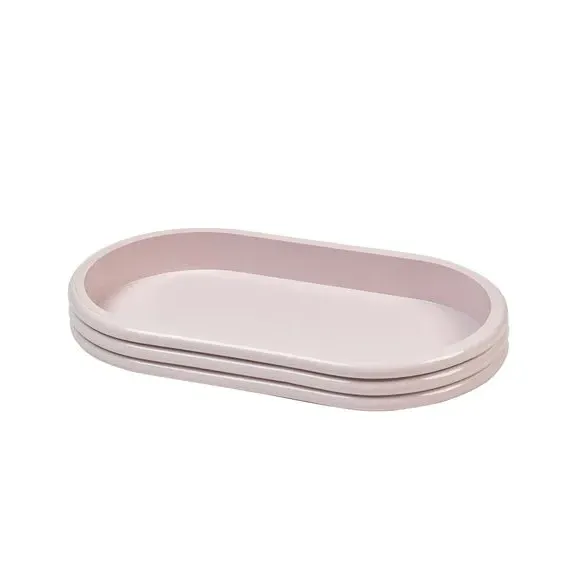 Bobby Oval Ridged Barware Tray - Pink alternate view