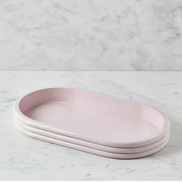 Bobby Oval Ridged Barware Tray - Pink product
