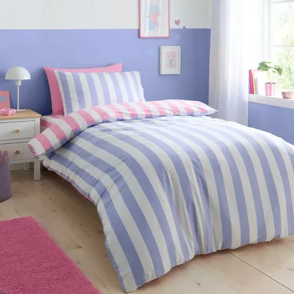 Bold Stripe Duvet Cover and Pillowcase Set - Pink, Cotton alternate view