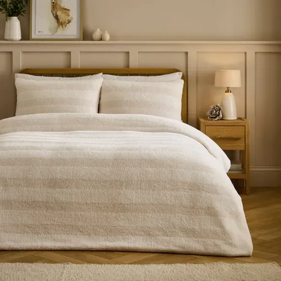 Borg Fleece Duvet Cover and Pillowcase Set - Natural product