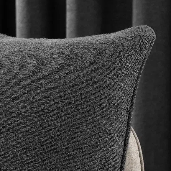 Boucle Plain Cushion - Graphite Grey alternate view