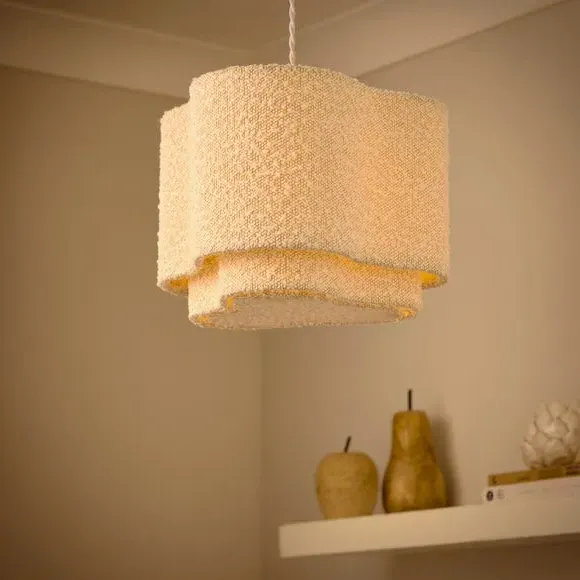 Boucle Puddle Easy Fit Lamp Shade - Cream, Polyester alternate view