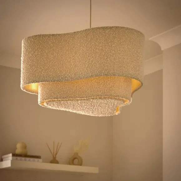 Boucle Puddle Two-Tier Lamp Shade - Cream alternate view