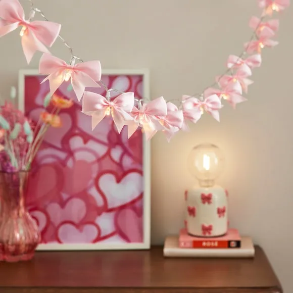 Bow 10 LED String Lights - Pink