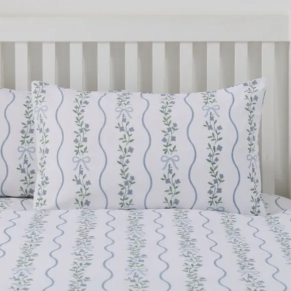 Bows Quilt Cover & Pillowcase Set - Blue, Polycotton alternate view