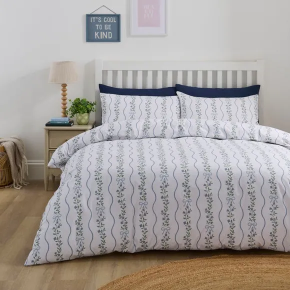 Bows Quilt Cover & Pillowcase Set - Blue, Polycotton product