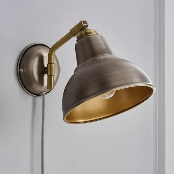 Bradwell Plug-In Wall Light - Pewter, Metal alternate view