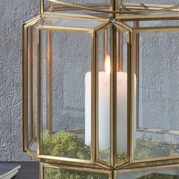 Wide Hexagon Lantern - Brass alternate view