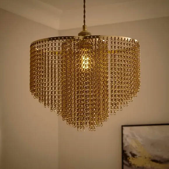 Bree Chain Easy Fit Pendant Shade - Warm Brass, Metal alternate view