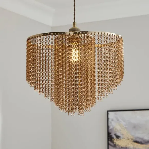 Bree Chain Easy Fit Pendant Shade - Warm Brass, Metal product