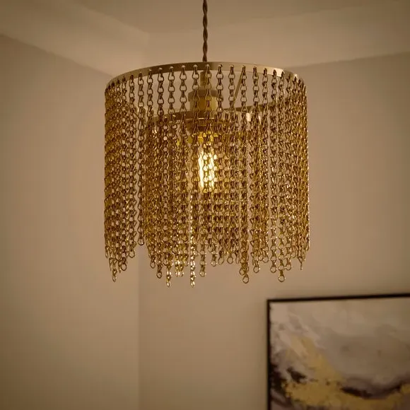 Bree Chain Tiered Pendant Shade - Warm Brass, Metal alternate view