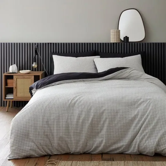 Brendan Check Duvet Cover & Pillowcase Set - Black, Polycotton product