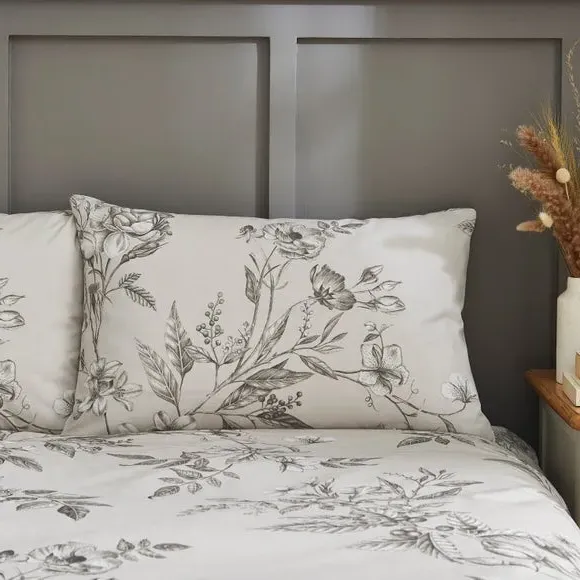 Bridget Etched Floral Duvet Cover & Pillowcase Set - Natural, Cotton alternate view