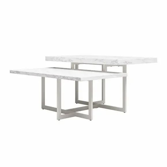 Two-Tier Coffee Table - White, Faux Marble alternate view