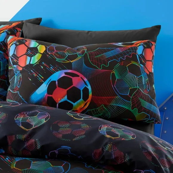 Bright Football Duvet Cover and Pillowcase Set - Black alternate view