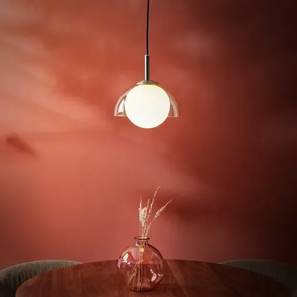 Brigitte Adjustable Pendant Light - Dark Wood, Metal & Glass alternate view