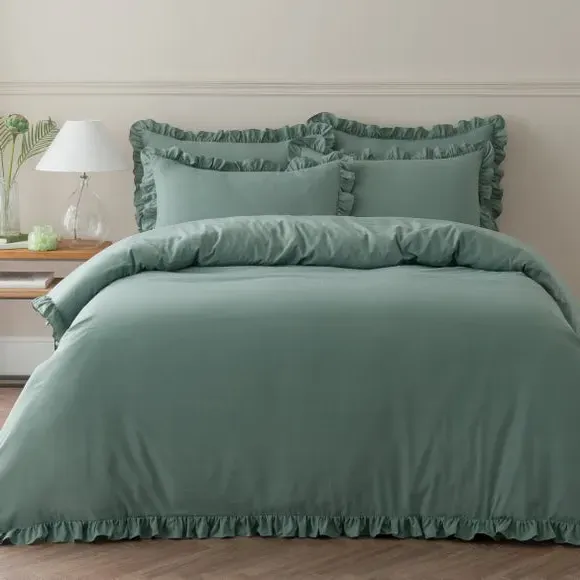 Briona Frilled Edge Duvet Cover & Pillowcase Set - Lilypad product