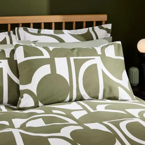 Brixton Duvet Cover & Pillowcase Set - Olive, Polycotton alternate view