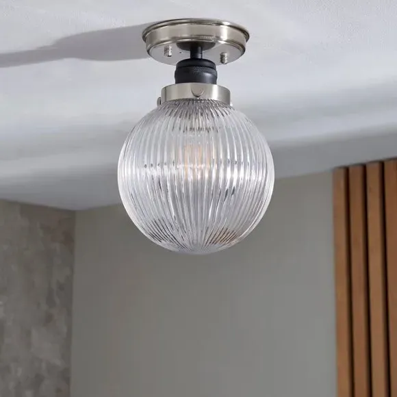Broden Ribbed Round Flush Ceiling Light - Chrome alternate view