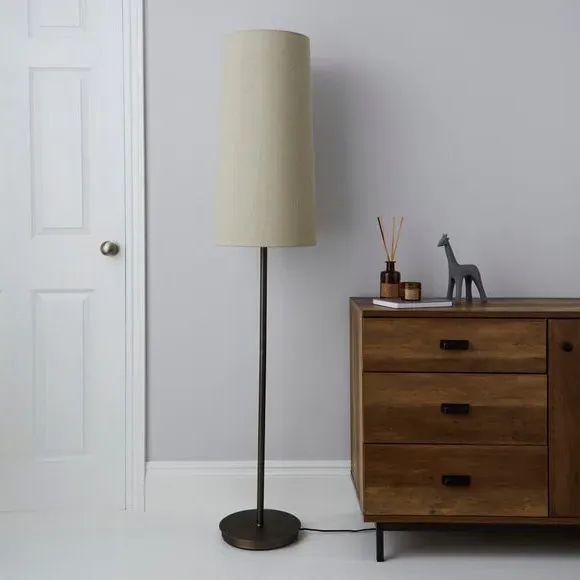 Floor Lamp with Oversized Shade - Natural, Bronze alternate view